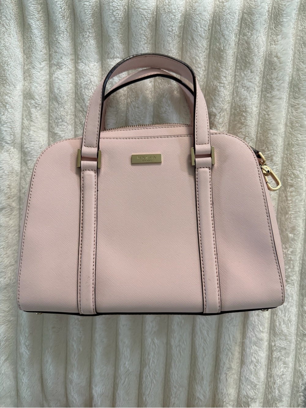 kate spade Pale Pink Saffiano Satchel with Gold Hardware